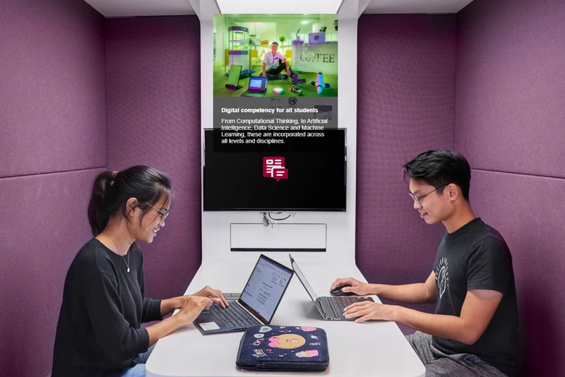 Hotel virtual tour InfoSpot feature showing clickable information about room amenities